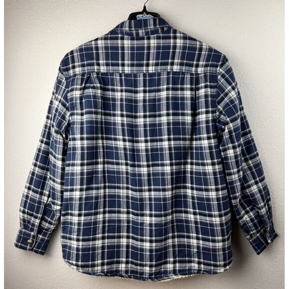 Wrangler Mens Medium Blue Plaid Flannel Shirt Jacket Shacket Button Up Shirt - Picture 2 of 6